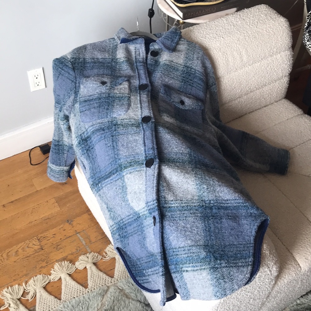 NWOT- Light Blue Plaid Skacket With Pockets - Perfect for Spring!